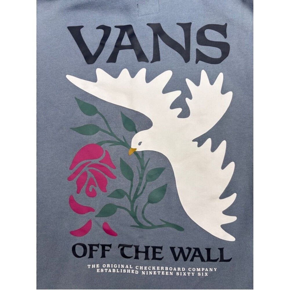 Vans Hoodie , Men's Small, Blue Dove Rose Graphic
